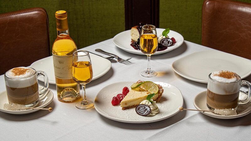 Homemade Key Lime Pie, cappuccino & dessert wine